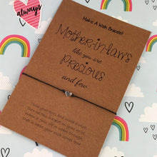 Load image into Gallery viewer, Mother In Laws Like You Are Precious And Few Heart Wish Bracelet-3-The Persnickety Co