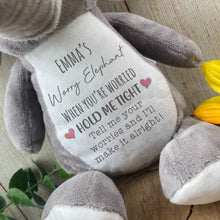Load image into Gallery viewer, Personalised Grey Worry Elephant Soft Toy