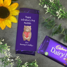 Load image into Gallery viewer, Personalised Valentines Bear Chocolate Bar