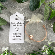 Load image into Gallery viewer, Bridesmaid Knot Bangle With Initial Charm, Rose Gold-4-The Persnickety Co