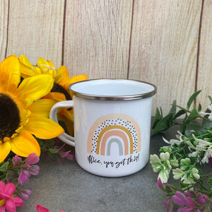 Personalised You Got This Rainbow Enamel Mug