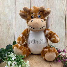 Load image into Gallery viewer, Personalised Heart Name Teddy - Giraffe-The Persnickety Co
