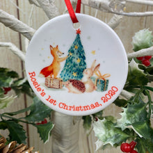 Load image into Gallery viewer, Woodland Friends 1st Christmas Hanging Decoration
