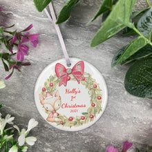 Load image into Gallery viewer, Personalised Cute Fox 1st Christmas Hanging Decoration