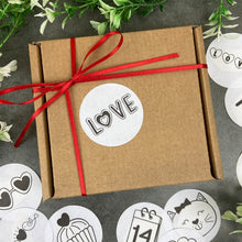 Load image into Gallery viewer, 24 Love Valentine Stickers - Black & White
