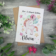 Load image into Gallery viewer, Personalised Unicorn Birthday Card-The Persnickety Co