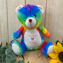 Load image into Gallery viewer, Personalised 'Big Sister' Rainbow Bear Soft Toy