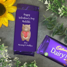 Load image into Gallery viewer, Personalised Valentines Bear Chocolate Bar