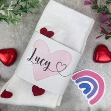 Load image into Gallery viewer, Love Heart Socks With Personalised Label