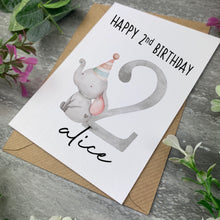 Load image into Gallery viewer, Elephant Happy Birthday Personalised Card