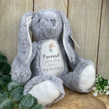 Load image into Gallery viewer, Big Brother/Sister Reveal Grey Bunny Rabbit Soft Toy