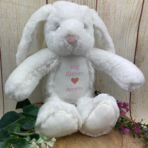 Personalised 'Big Sister' White Bunny Soft Toy