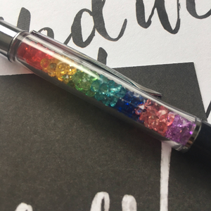 Rainbow Crystal Ballpoint Pen with Diamond Top-5-The Persnickety Co