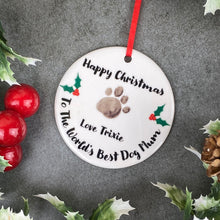 Load image into Gallery viewer, Personalised Happy Christmas World's Best Dog Mum Hanging Decoration-The Persnickety Co