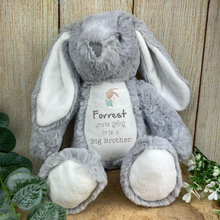 Load image into Gallery viewer, Big Brother/Sister Reveal Grey Bunny Rabbit Soft Toy
