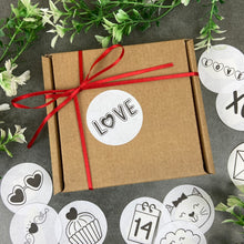Load image into Gallery viewer, 24 Love Valentine Stickers - Black & White