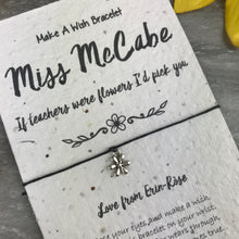 Load image into Gallery viewer, Teacher Gift, Teacher Wish Bracelet, Teaching Assistant Wish Bracelet, Wish Bracelet, Charm Bracelet, Plantable Seed Card,