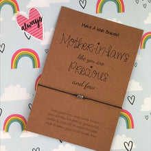 Load image into Gallery viewer, Mother In Laws Like You Are Precious And Few Heart Wish Bracelet-2-The Persnickety Co