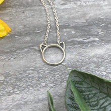 Load image into Gallery viewer, Silver Cat Necklace - Crazy Cat Lady