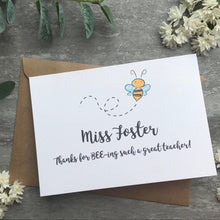 Load image into Gallery viewer, Personalised Bee Teacher Card-9-The Persnickety Co