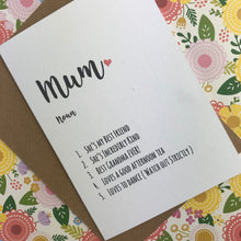 Load image into Gallery viewer, Mother's Day Card Personalised Mum Definition-7-The Persnickety Co