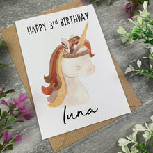 Load image into Gallery viewer, Boho Unicorn Birthday Card