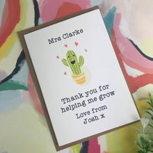 Load image into Gallery viewer, Thank You For Helping me Grow Cactus Card-3-The Persnickety Co