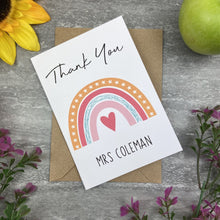 Load image into Gallery viewer, Personalised 'Thank You Teacher' Rainbow and Heart Card-The Persnickety Co