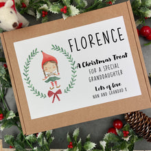 Load image into Gallery viewer, Personalised Elf Girl Wreath Sweet Box-The Persnickety Co