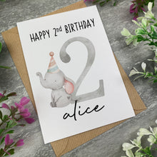 Load image into Gallery viewer, Elephant Happy Birthday Personalised Card