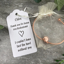 Load image into Gallery viewer, Bridesmaid Knot Bangle With Initial Charm, Rose Gold-6-The Persnickety Co