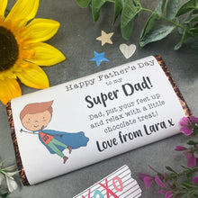 Load image into Gallery viewer, Happy Father's Day Super Dad Personalised Chocolate Bar
