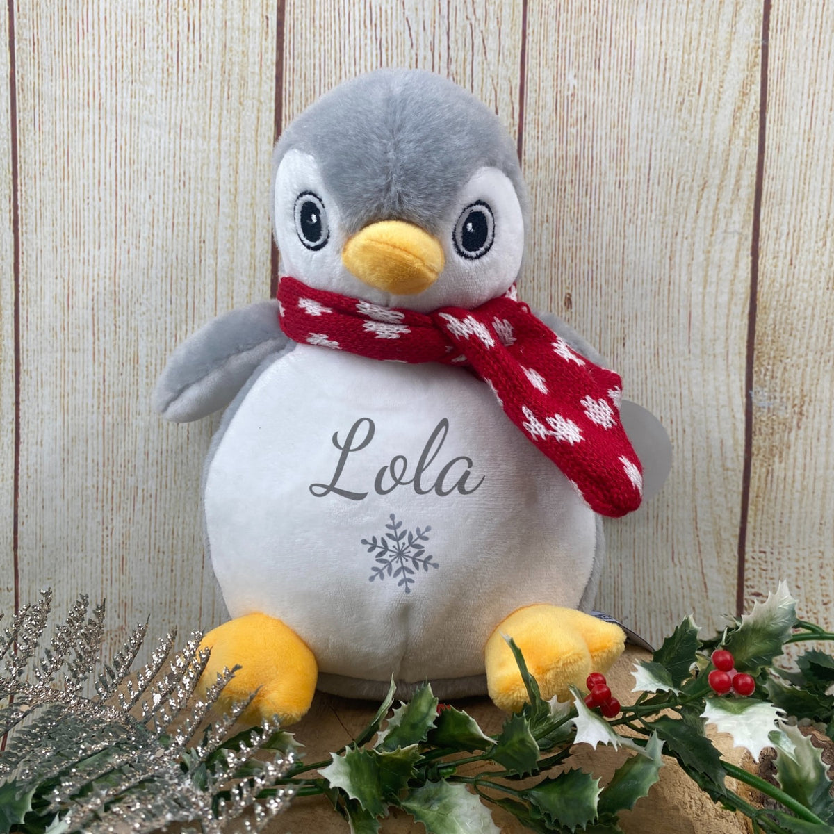 Personalised Christmas Snowflake Teddy Penguin