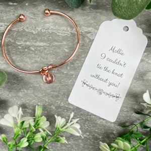 Wedding Knot Bangle With Initial Charm in Rose Gold-8-The Persnickety Co