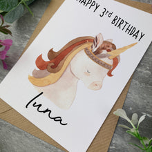 Load image into Gallery viewer, Boho Unicorn Birthday Card