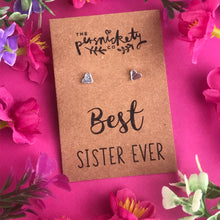 Load image into Gallery viewer, Best Sister Ever - Heart Earrings - Gold / Rose Gold / Silver-3-The Persnickety Co
