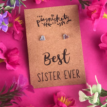 Load image into Gallery viewer, Best Sister Ever - Heart Earrings - Gold / Rose Gold / Silver-3-The Persnickety Co