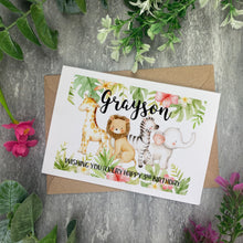 Load image into Gallery viewer, Personalised Jungle Birthday Card