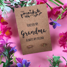 Load image into Gallery viewer, Forever My Grandma Always My Friend Heart Earrings-5-The Persnickety Co