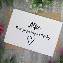 Load image into Gallery viewer, Personalised Page Boy Thankyou Card