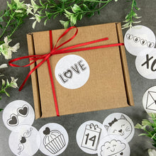 Load image into Gallery viewer, 24 Love Valentine Stickers - Black & White