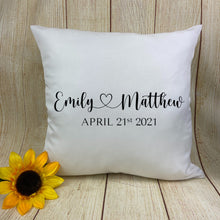 Load image into Gallery viewer, Personalised Heart Name Couples Cushion