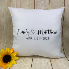 Load image into Gallery viewer, Personalised Heart Name Couples Cushion