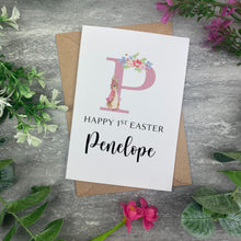 Load image into Gallery viewer, Personalised Rabbit 1st Easter Initial Card-The Persnickety Co