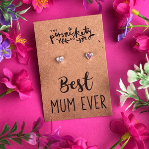 Best Mum Ever - Heart Earrings - Gold / Rose Gold / Silver-4-The Persnickety Co