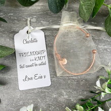 Load image into Gallery viewer, Knot Bangle With Initial Charm Friendship Is A Knot-8-The Persnickety Co