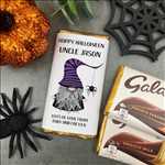 Load image into Gallery viewer, Purple Hat Gnome Happy Halloween - Personalised Chocolate Bar