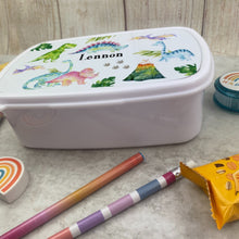 Load image into Gallery viewer, Personalised Dinosaur Lunchbox - White