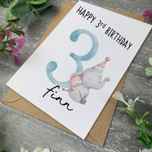 Load image into Gallery viewer, Elephant Personalised Birthday Card