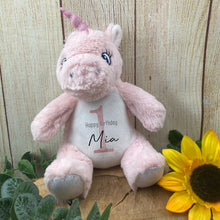 Load image into Gallery viewer, Personalised 'Happy Birthday' Giraffe Soft Toy